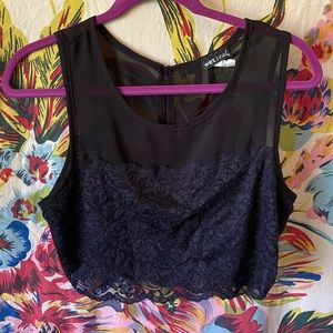Black Lace Sheer Crop Top